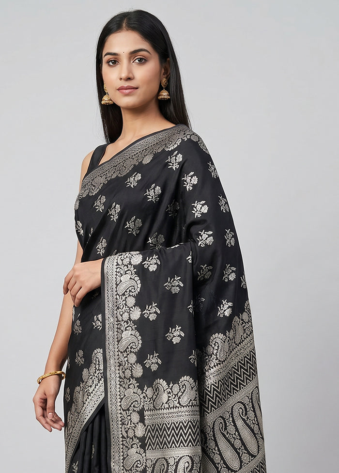Black Uppada Silk Saree With Blouse Piece