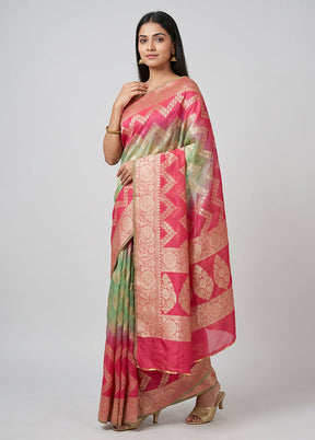 Yellow Handloom Pure Georgette Saree With Blouse Piece