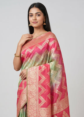 Yellow Handloom Pure Georgette Saree With Blouse Piece