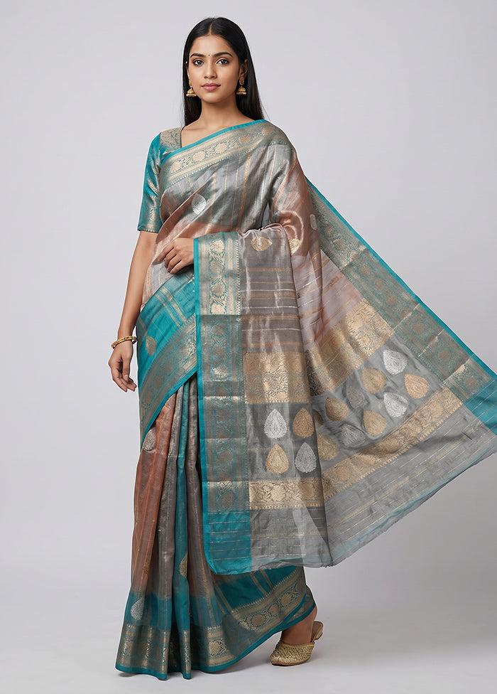 Multicolor Handloom Tissue Pure Silk Saree With Blouse Piece