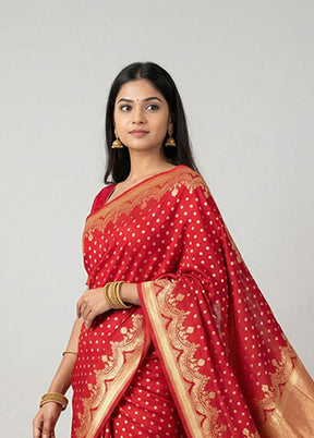 Pink Handloom Pure Georgette Saree With Blouse Piece