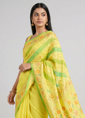 Multicolor Handloom Pure Georgette Saree With Blouse Piece