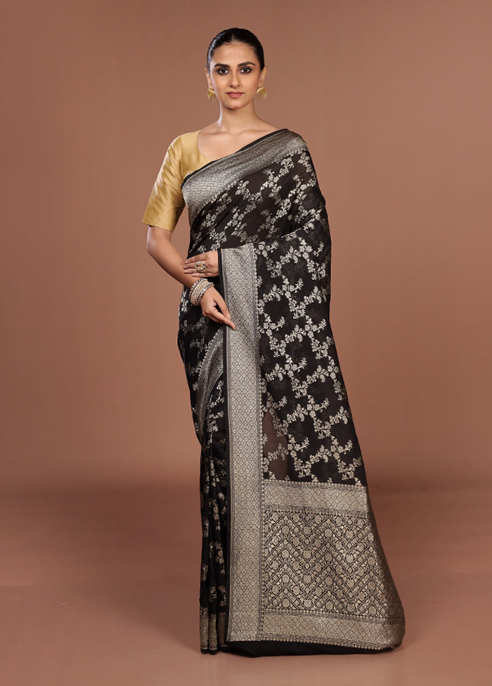 Black Georgette Saree With Blouse Piece