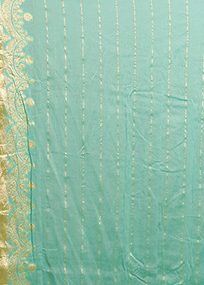 Green Handloom Pure Georgette Saree With Blouse Piece