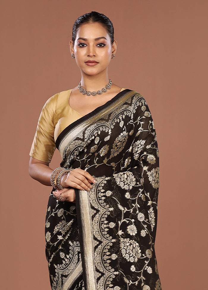 Black Georgette Saree With Blouse Piece