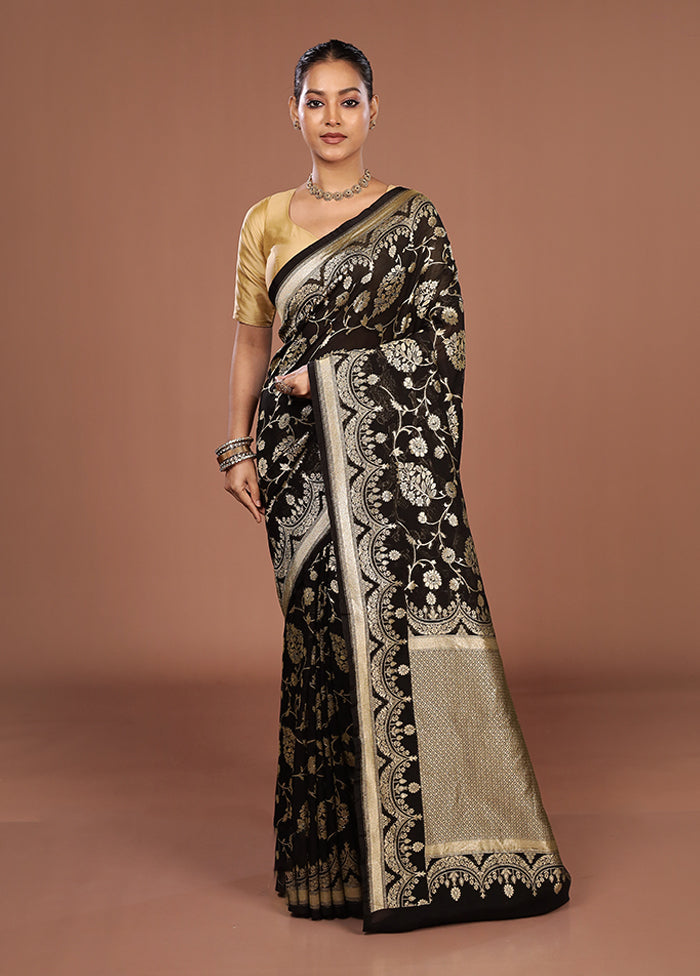 Black Georgette Saree With Blouse Piece