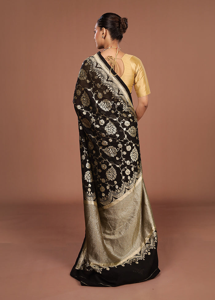 Black Georgette Saree With Blouse Piece