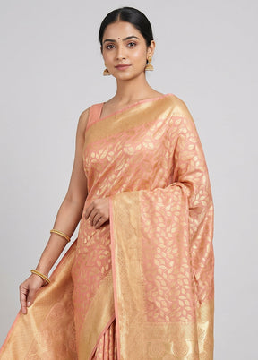 Pink Handloom Pure Georgette Saree With Blouse Piece
