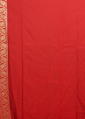 Red Handloom Pure Georgette Saree With Blouse Piece
