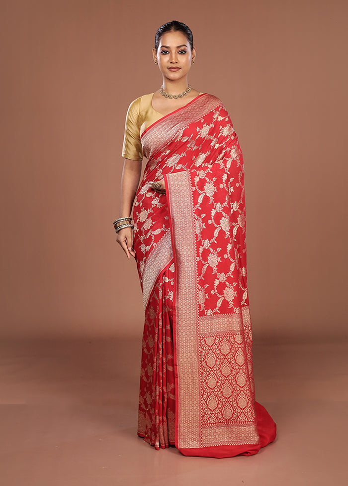 Red Georgette Saree With Blouse Piece