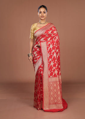 Red Georgette Saree With Blouse Piece