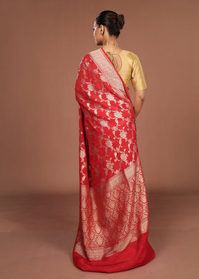Red Georgette Saree With Blouse Piece