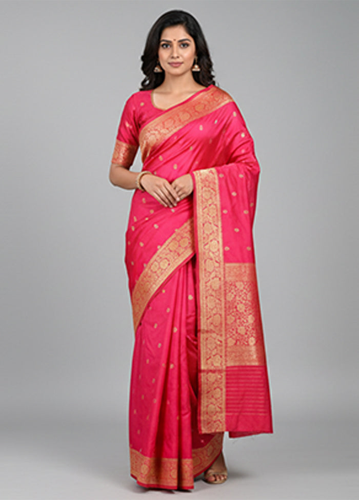 Pink Handloom Katan Pure Silk Saree With Blouse Piece