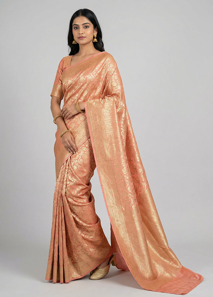 Pink Uppada Silk Saree With Blouse Piece