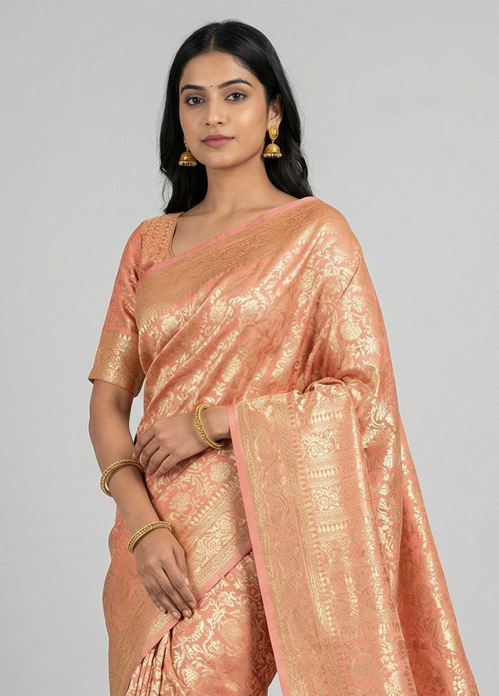 Pink Uppada Silk Saree With Blouse Piece