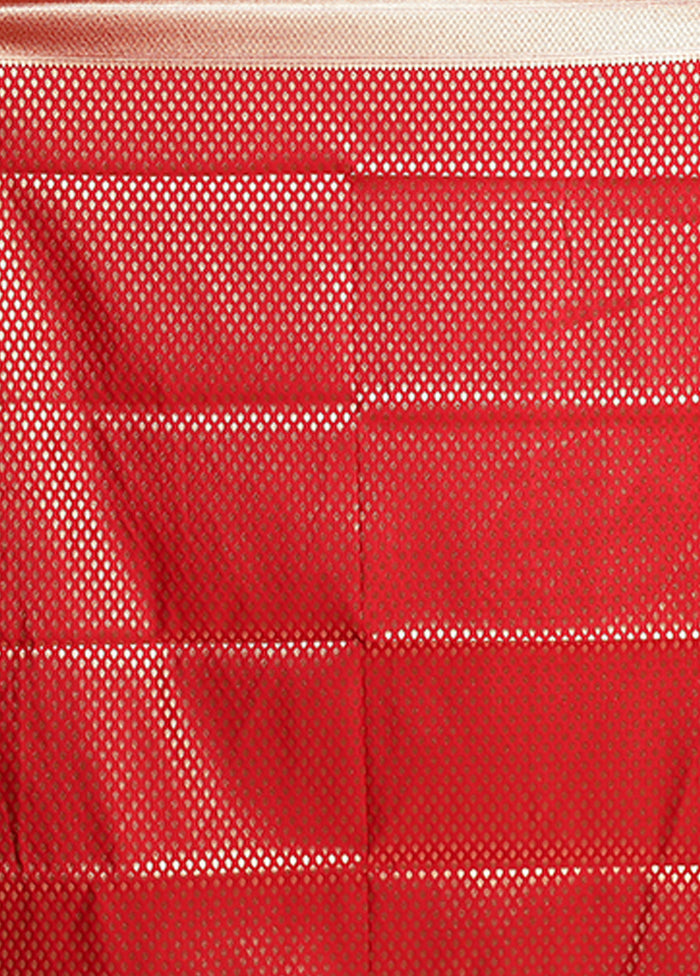 Red Banarasi Silk Saree With Blouse Piece