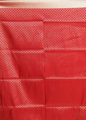 Red Banarasi Silk Saree With Blouse Piece