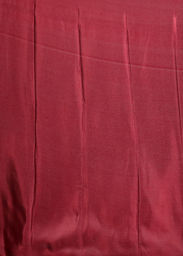 Maroon Printed Silk Saree With Blouse Piece