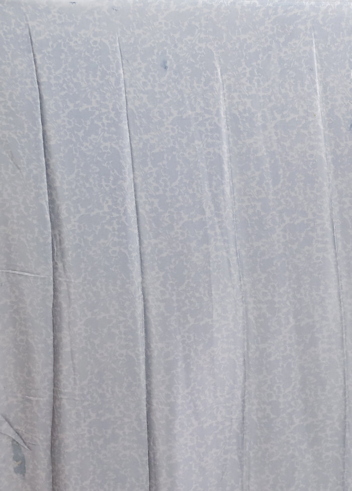 Blue Printed Silk Saree With Blouse Piece
