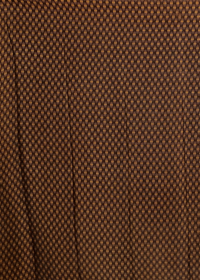 Brown Printed Silk Saree Without Blouse Piece