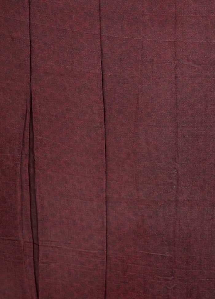 Maroon Printed Silk Saree With Blouse Piece