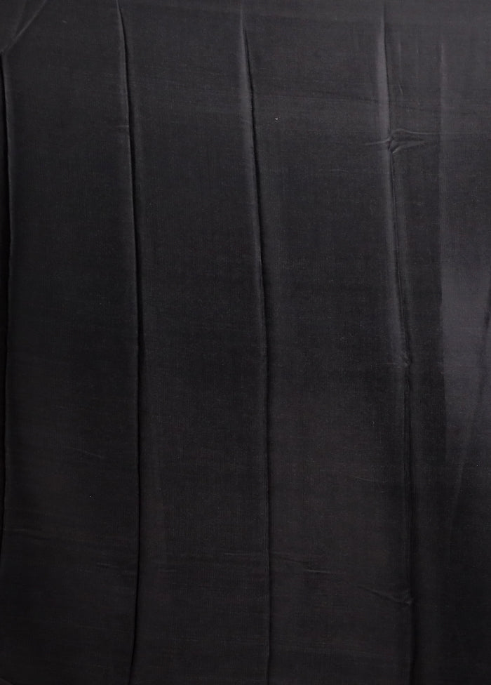 Black Printed Silk Saree Without Blouse Piece