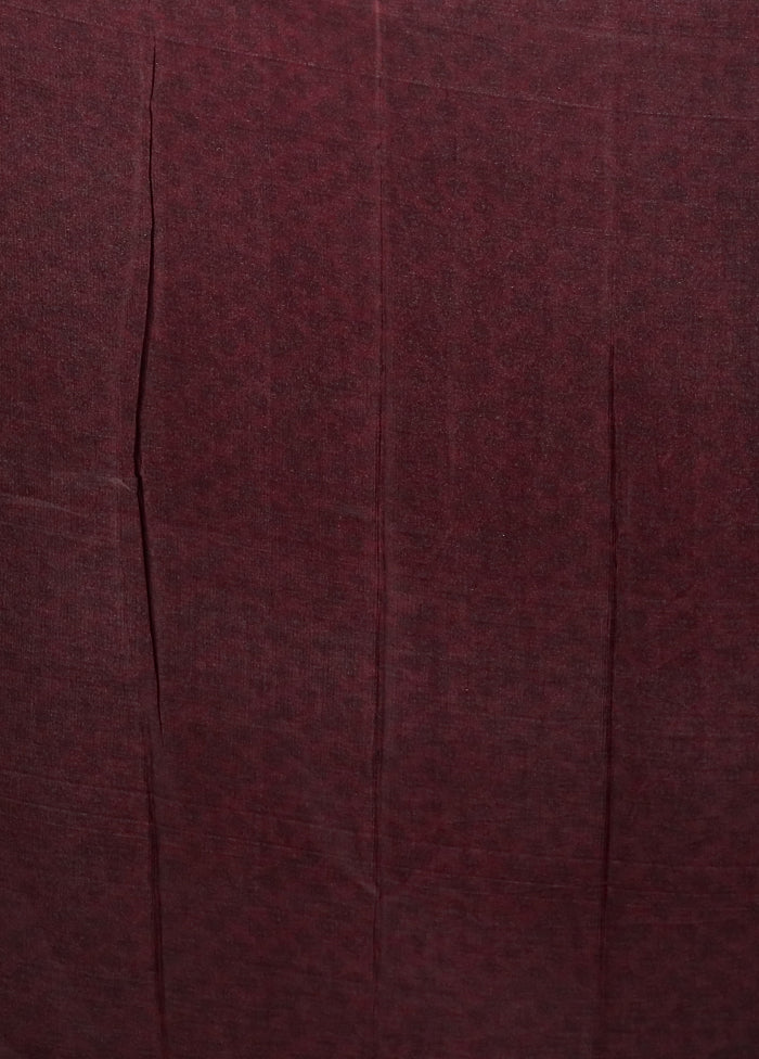 Maroon Printed Silk Saree With Blouse Piece