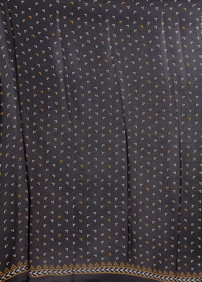Black Printed Silk Saree Without Blouse Piece