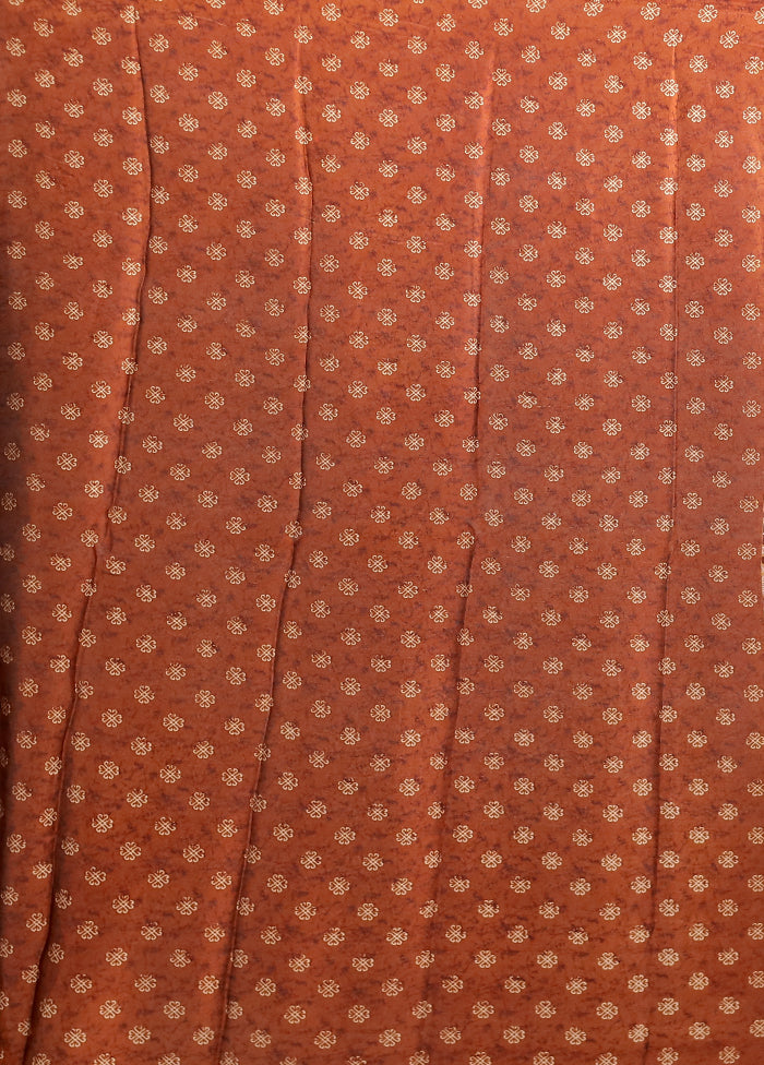 Yellow Printed Silk Saree Without Blouse Piece