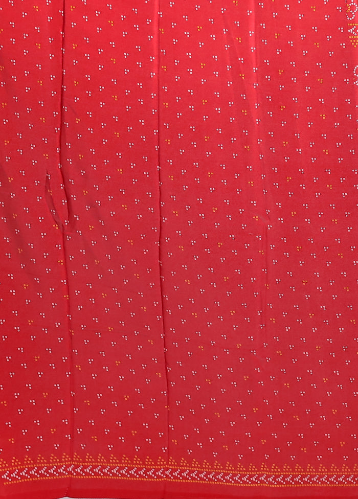 Red Printed Silk Saree With Blouse Piece