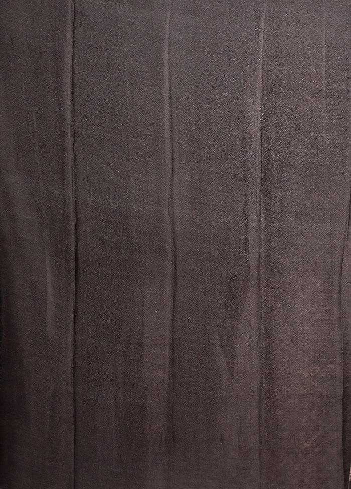 Brown Printed Silk Saree Without Blouse Piece