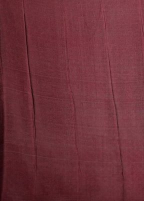 Maroon Printed Silk Saree Without Blouse Piece