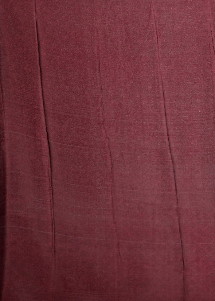 Maroon Printed Silk Saree With Blouse Piece