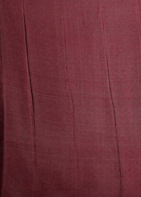 Maroon Printed Silk Saree With Blouse Piece
