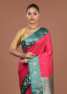 Pink Dupion Silk Saree With Blouse Piece
