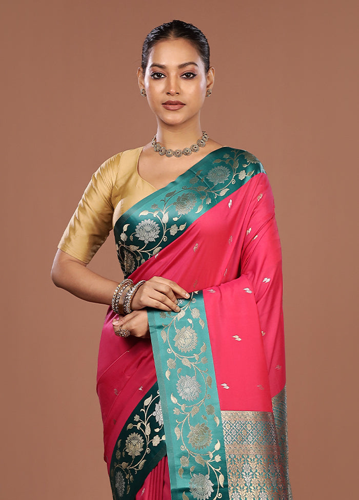 Pink Dupion Silk Saree With Blouse Piece