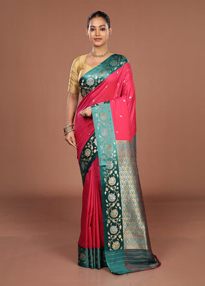 Pink Dupion Silk Saree With Blouse Piece