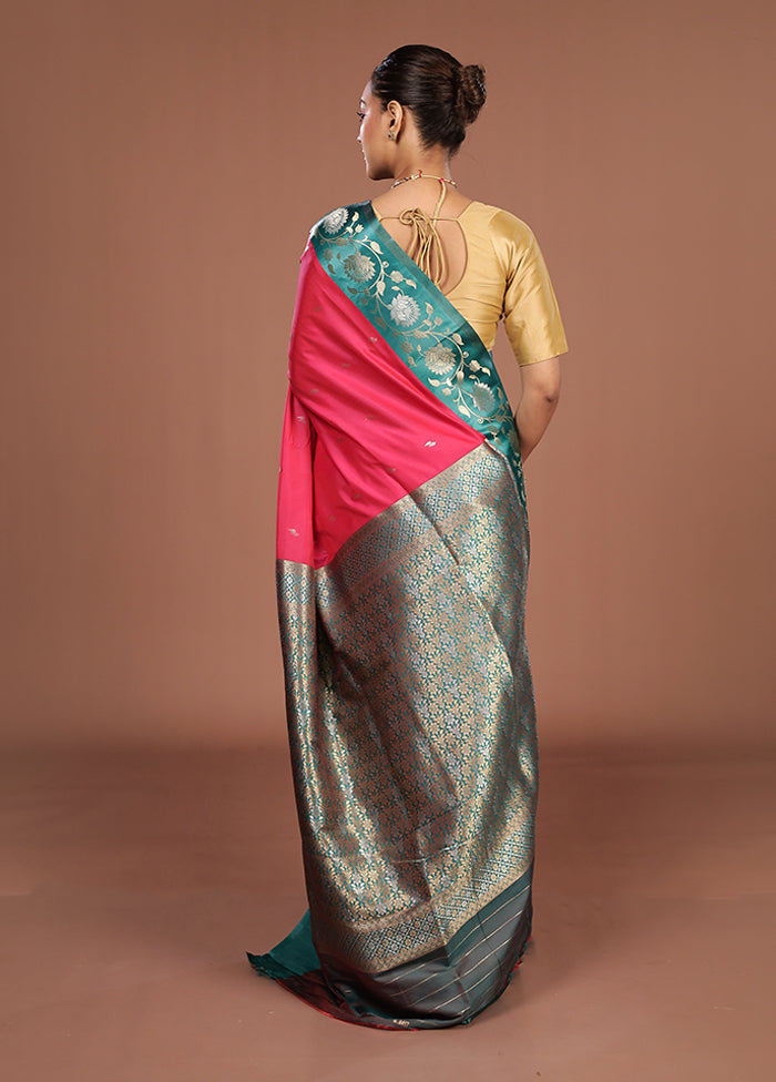Pink Dupion Silk Saree With Blouse Piece