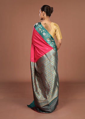 Pink Dupion Silk Saree With Blouse Piece