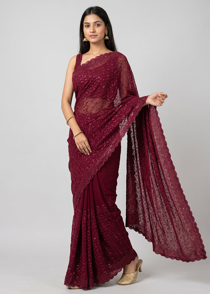 Purple Chiffon Silk Saree With Blouse Piece