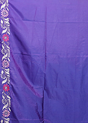 Blue Kantha Stitch Silk Saree With Blouse Piece