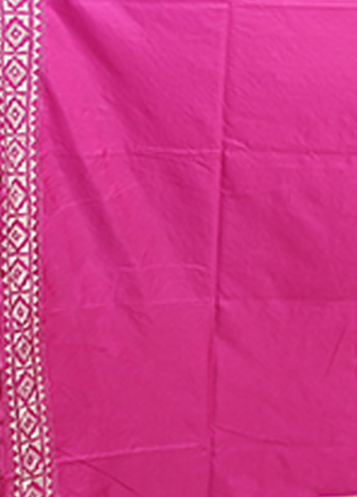 Pink Kantha Stitch Silk Saree With Blouse Piece