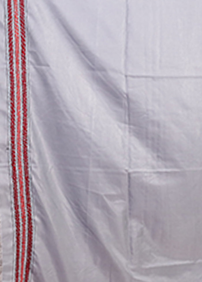 Grey Kantha Stitch Silk Saree With Blouse Piece
