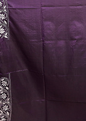 Blue Kantha Stitch Silk Saree With Blouse Piece