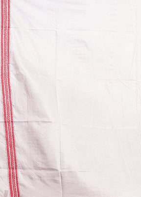 White Kantha Stitch Silk Saree With Blouse Piece