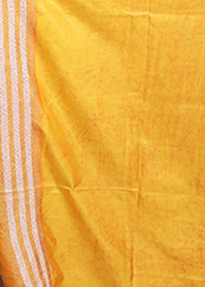 Yellow Kantha Stitch Silk Saree With Blouse Piece