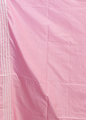 Pink Kantha Stitch Silk Saree With Blouse Piece