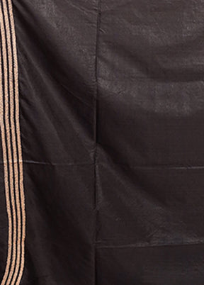 Black Kantha Stitch Silk Saree With Blouse Piece