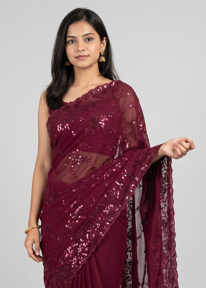 Purple Chiffon Silk Saree With Blouse Piece