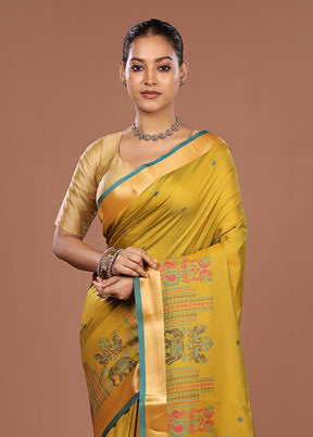 Green Dupion Silk Saree With Blouse Piece